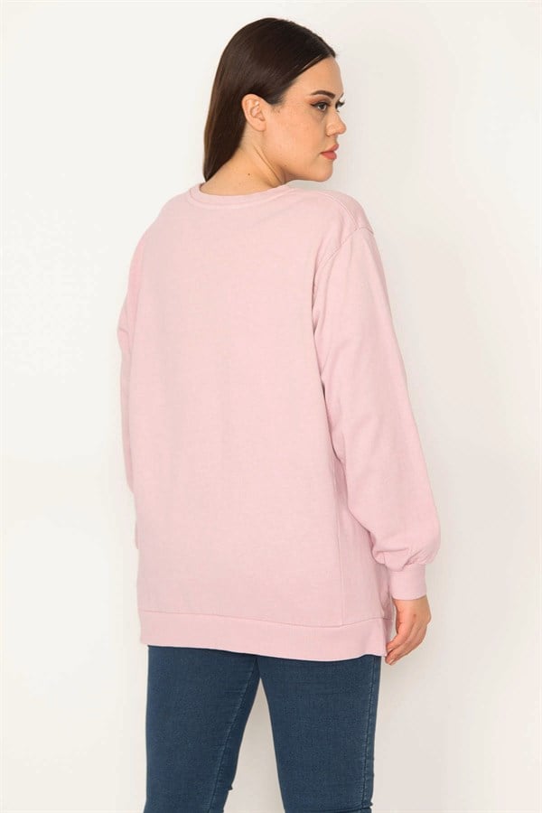 Kadın Pembe Ön Baskılı Sweatshirt 65N31336