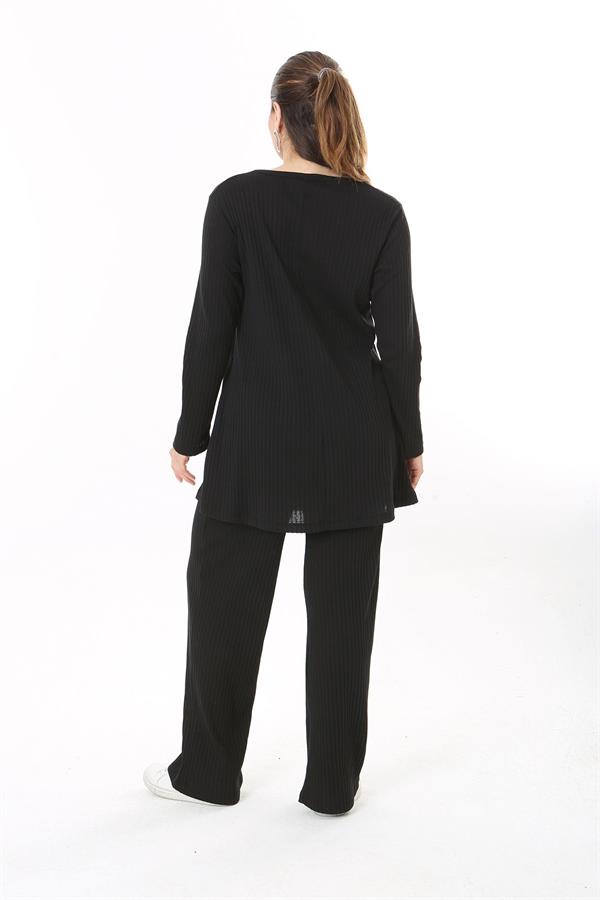 Kadın Büyük Beden Siyah Bluz Pantolon Takım 65N37701