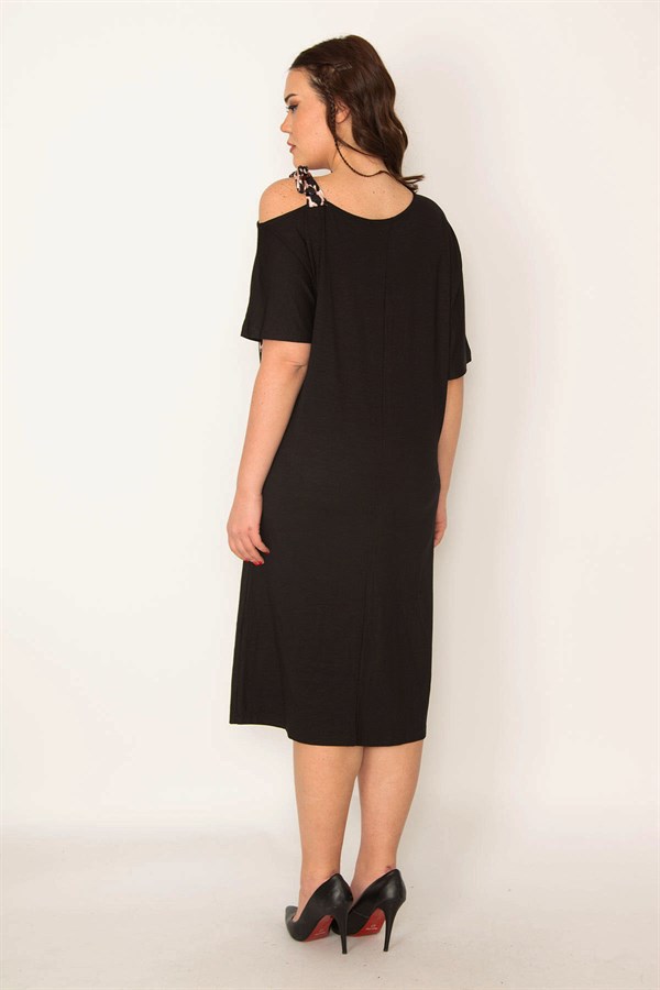 KADIN SİYAH ASKI VE CEP DETAYLI ELBİSE