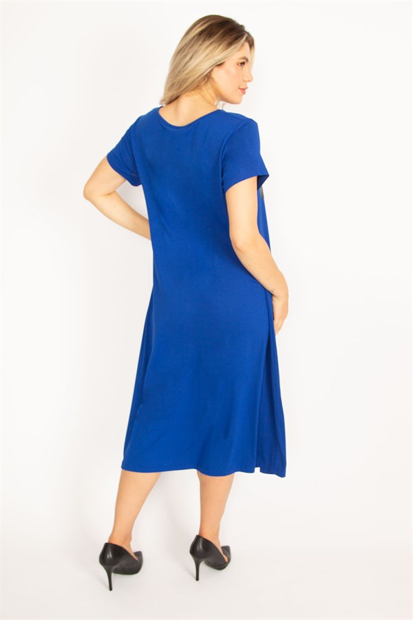 Kadın Mürdüm Suni Deri Garnili Elbise 65N34504