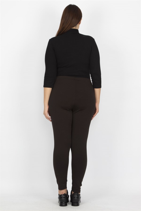 KADIN SİYAH PAÇASI TAŞ DETAYLI TAYT PANTOLON