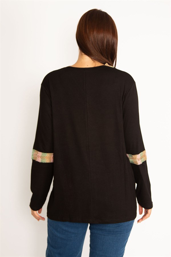 Kadın Haki Dantel Detaylı Bluz 65N34647