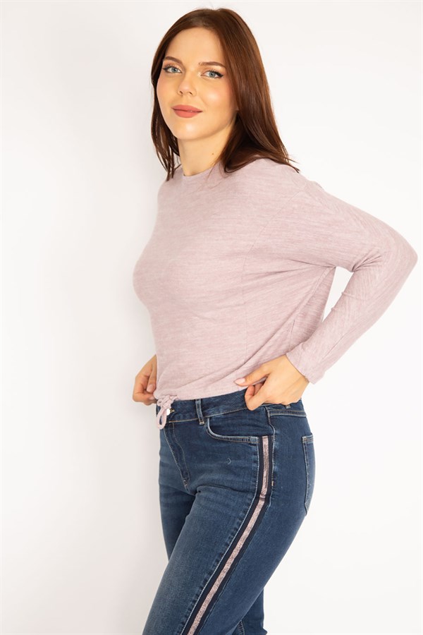 Kadın Pembe Ön Bağcıklı Bluz 65N34916