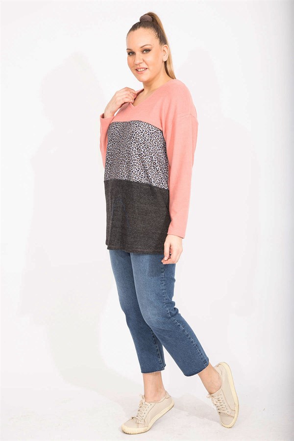 Women's Colorful Comfortable Cut Soft Fabric Color and Pattern Combined Sweatshirt 65N35489