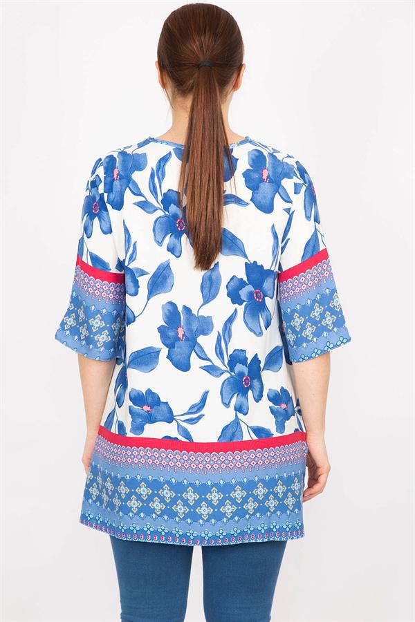 Kadın Fujya Büyük Beden Dokuma Viskon Kumaş Su Desenli Tunik