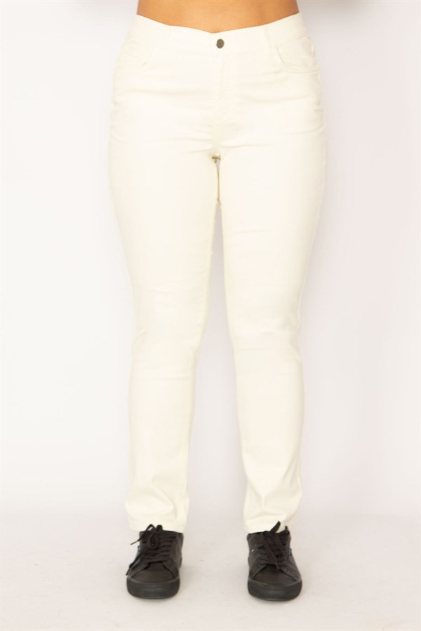 Kadın Kemik Yan Kemer Lastikli Likralı 5 Cep Kot Pantolon 65N34144