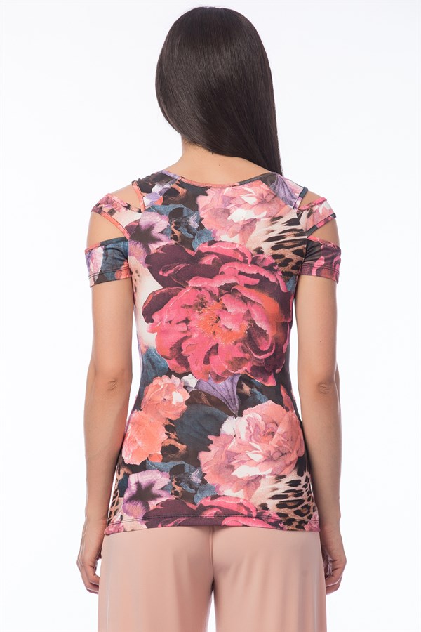 BLOUSE POUR FEMME COLORÉE AVEC MANCHES ET DEVANT DÉTAILLÉS