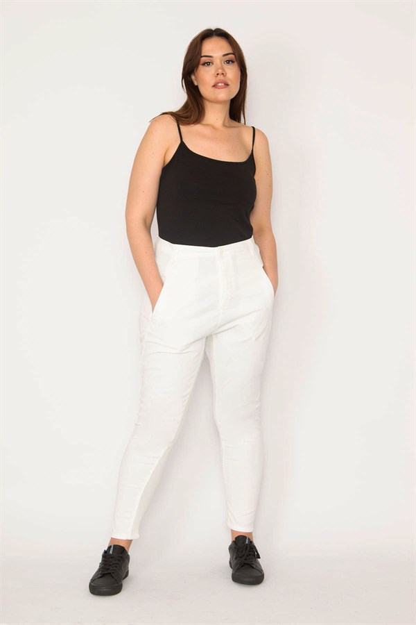 KADIN KEMİK PAMUKLU KUMAŞ YAN CEPLİ SPOR PANTOLON
