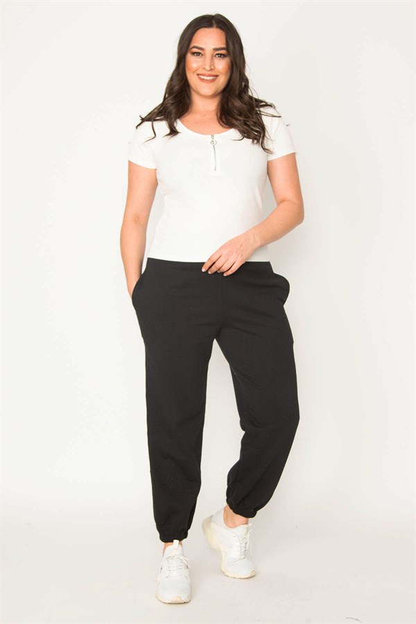 Kadın Gri Pamuklu Kumaş İçi Şardon Paça Ve Bel Lastikli Cep Detaylı Eşofman Alt  65N30436