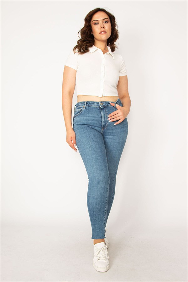 Kadın Mavi 5 Cep Skinny Jean Pantolon 65N33761