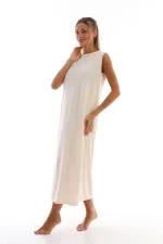 Jupon beige sans manches, doublure, sous-jupe