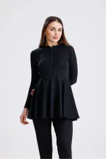 Semi-Closed Zip-Up Hijab Swimsuit with Leggings