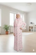 Kız Çocuk Desenli Namaz Elbisesi Likralı Esnek Baskılı Kumaş