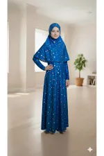 Kız Çocuk Desenli Namaz Elbisesi Likralı Esnek Baskılı Kumaş