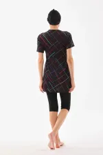 Lycra Semi-Closed Patterned Hijab Swimsuit Light