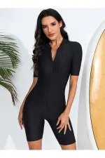 Fermuarlı Şortlu Likralı Tulum Mayo Havuz / Deniz /günlük