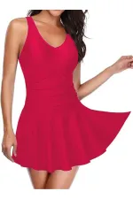 Likralı Etekli Birleşik Slipli Elbise Mayo Fuşya