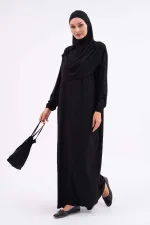 Robe de prière en coton avec pochette, chevilles élastiquées, robe pudique