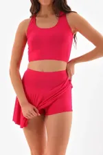 Şort Etekli Crop Mayo Fuşya