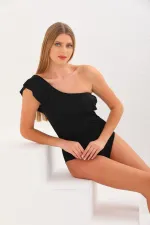 One-shoulder ruffled swimsuit