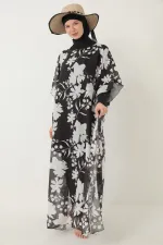 MODEST SWIMSUIT WITH PATTERNED PAREO