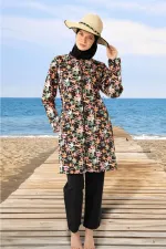 Maillot de bain hijab intégral Parachute orange et noir