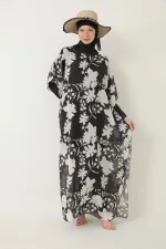 MODEST SWIMSUIT WITH PATTERNED PAREO