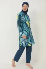 Maillot de bain hijab intégral parachute jaune et bleu