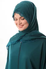 dantelli başörtülü fermuarlı bilekleri lastikli kayma yapmaz namaz elbisesi