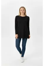 Likralı Uzun Kollu Asimetrik Kesim Bluz