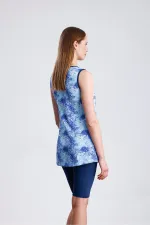 Maillot de bain une pièce sans manches, semi-couvrant et pudique, en lycra.