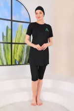 Yarı Kapalı Tesettür Mayo Nakışlı