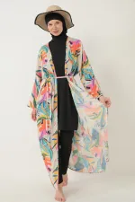 Pareolu Tam Kapalı Tesettür Mayo Likralı Kumaş