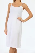 Robe longue à bretelles ajustables avec jupon, blanche