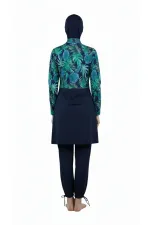 Water-repellent parachute modest swimsuit, green.