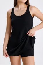 Likralı Birleşik Şortlu Elbise Mayo /Deniz / Havuz