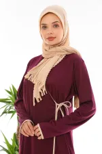 Yandan Bağlamalı Namaz Elbisesi Mürdüm