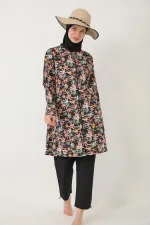 Maillot de bain hijab intégral Parachute orange et noir