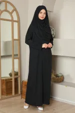 Tesbih Hediyeli Tek Parça Namaz Elbisesi Siyah
