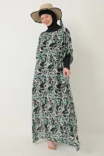 MODEST SWIMSUIT WITH PATTERNED PAREO