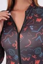 Fermuarlı Uzun kollu Yüzücü Mayosu Tulum mayo