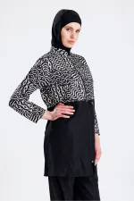Maillot de bain hijab parachute imperméable noir et blanc