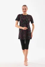 Lycra Semi-Closed Patterned Hijab Swimsuit Light