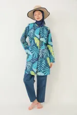 Maillot de bain hijab intégral parachute jaune et bleu