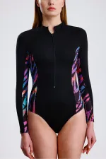Combinaison de bain à manches longues zippée