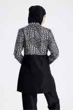 Maillot de bain hijab parachute imperméable noir et blanc