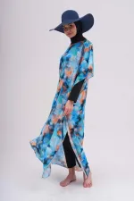 MODEST SWIMSUIT WITH PATTERNED PAREO