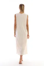 Jupon beige sans manches, doublure, sous-jupe