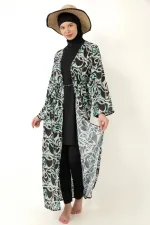 Pareo Fully Covered Hijab Swimsuit Lycra Fabric Black Green