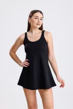 Likralı Birleşik Şortlu Elbise Mayo /Deniz / Havuz